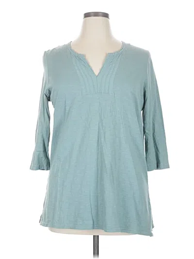 Pre-owned Eddie Bauer 3/4 Sleeve Top Teal V-neck Tops