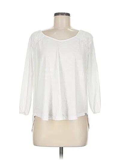 Pre-owned Eddie Bauer 3/4 Sleeve Top White Scoop Neck Tops