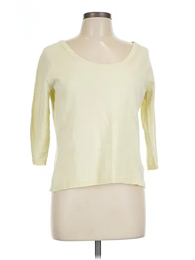 Pre-owned Eddie Bauer 3/4 Sleeve Top Yellow Scoop Neck Tops