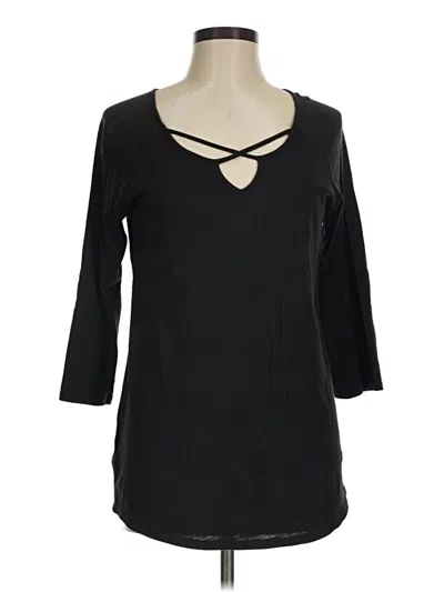 Pre-owned Eddie Bauer 3/4 Sleeve T-shirt In Black