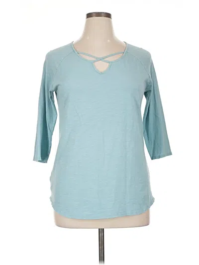 Pre-owned Eddie Bauer 3/4 Sleeve T-shirt In Blue