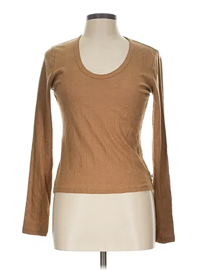 Pre-owned Eddie Bauer 3/4 Sleeve T-shirt In Brown