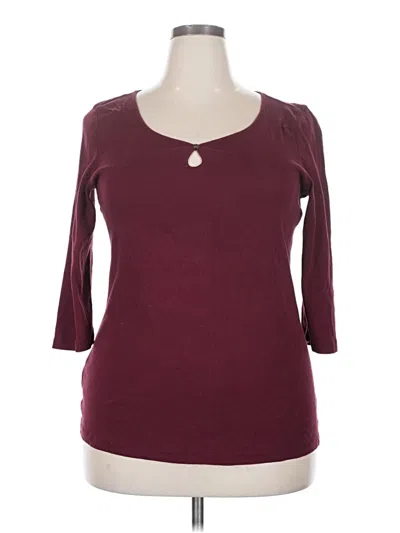 Pre-owned Eddie Bauer 3/4 Sleeve T-shirt In Burgundy