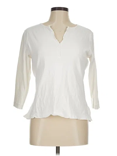 Pre-owned Eddie Bauer 3/4 Sleeve T-shirt In Ivory