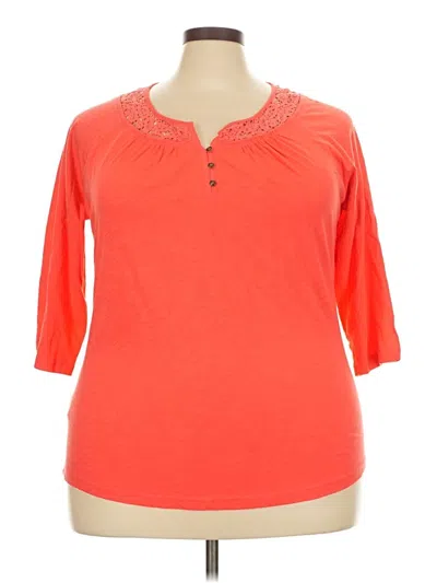 Pre-owned Eddie Bauer 3/4 Sleeve T-shirt In Orange