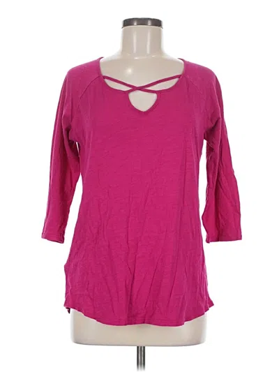 Pre-owned Eddie Bauer 3/4 Sleeve T-shirt In Pink