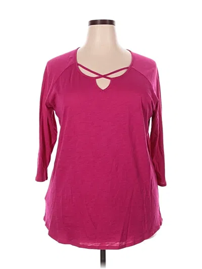 Pre-owned Eddie Bauer 3/4 Sleeve T-shirt In Pink