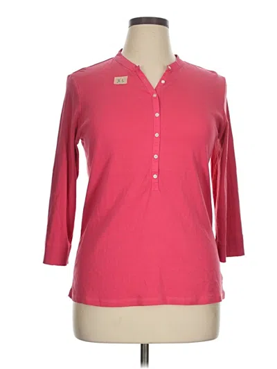 Pre-owned Eddie Bauer 3/4 Sleeve T-shirt In Pink