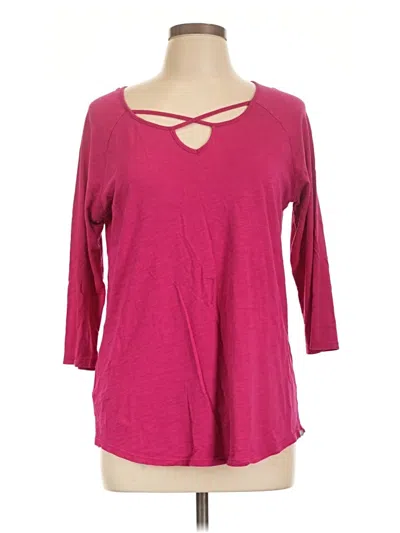 Pre-owned Eddie Bauer 3/4 Sleeve T-shirt In Pink