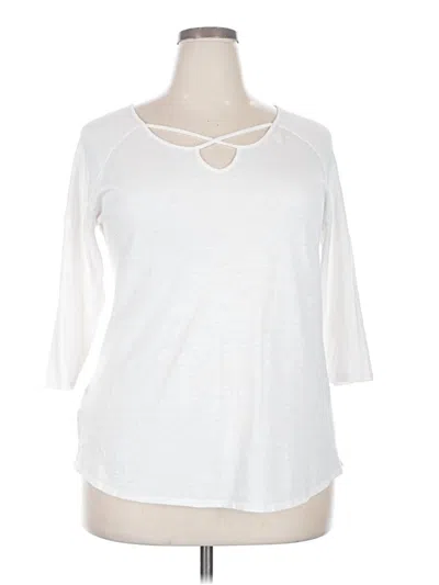 Pre-owned Eddie Bauer 3/4 Sleeve T-shirt In White