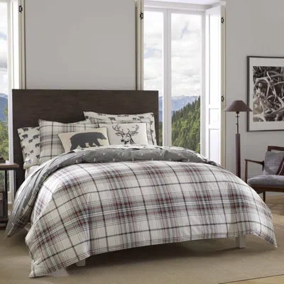 Eddie Bauer Alder Plaid Cotton Duvet Cover Set In Gray,red