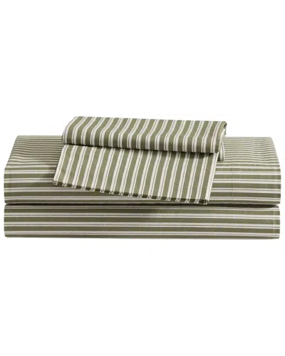 Eddie Bauer Alpha Stripe Cotton Sheet Set In Green
