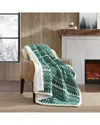 Eddie Bauer Alpine Fair Isle Sherpa-reversible Throw Blanket In Green
