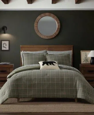 Eddie Bauer Alpine Plaid Printed Flannel Comforter Set In Multi