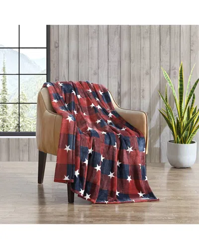 Eddie Bauer America Plaid Ultra Soft Plush Fleece Reversible Throw Blanket In Multi