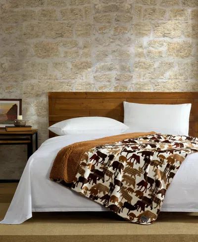 Eddie Bauer Animal Plaids Printed Plush Throw, 70" X 50" In Multi