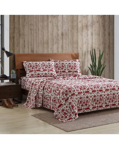 Eddie Bauer Arcadia Cotton Flannel Sheet Set In Red