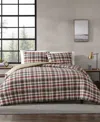 Eddie Bauer Astoria Plaid Microsuede 3 Piece Duvet Cover Set, King In Red