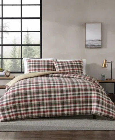 Eddie Bauer Astoria Plaid Microsuede Duvet Cover Sets In Red