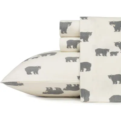 Eddie Bauer Bear Family Cotton Flannel Sheet Set In Gray