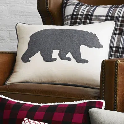 Eddie Bauer Bear Felt Throw Pillow In Grey