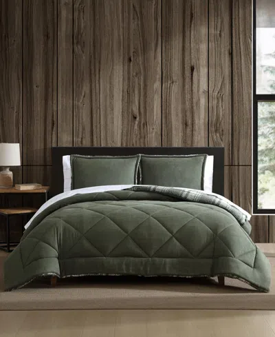 Eddie Bauer Big Lake Plaid Microfiber 3-piece Comforter Set, Full/queen In Green