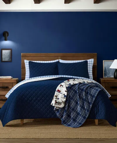 Eddie Bauer Brantwood Corduroy 3-piece Quilt Set, Full/queen In Blue