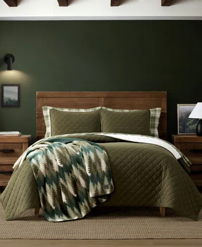 Eddie Bauer Brantwood Corduroy 3-piece Quilt Set, Full/queen In Green