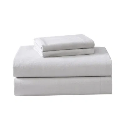 Eddie Bauer Brushed Cotton Flannel Sheet Set In Solid Gray