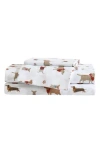Eddie Bauer Buddy & Friends Dog Print Microfiber Sheet Set In White/beige/red