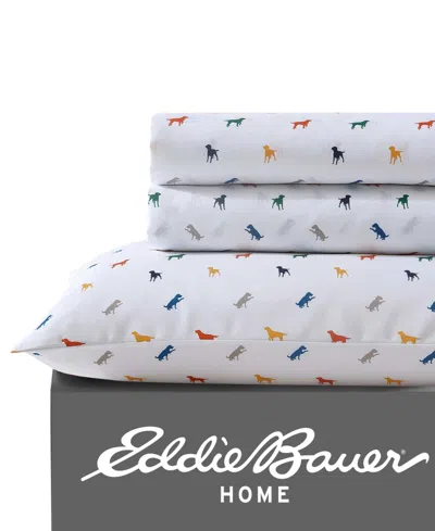 Eddie Bauer Buddy The Dog Microfiber 3-pc. Sheet Set, Twin Xl In White,blue,orange