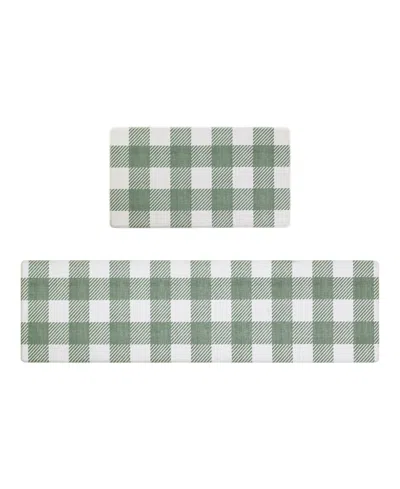 Eddie Bauer Buffalo Check Non-slip 2-piece Kitchen Mat Set In Green
