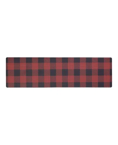 Eddie Bauer Buffalo Check Non-slip Kitchen Mat, 17.5" X 60" In Red