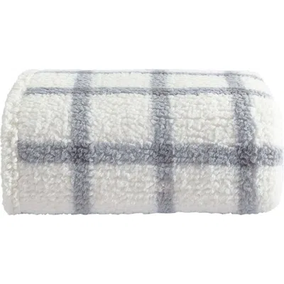 Eddie Bauer Bunkhouse Plaid Faux Shearling Throw Blanket In Gray