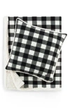 Eddie Bauer Cabin Plaid Cotton Yarn Dyed Flannel Pillow And Throw Set In Black