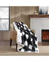 Eddie Bauer Cabin Plaid Sherpa-reversible Throw Blanket In Black