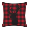 Eddie Bauer Cabin Plaid Stag Head Square Throw Pillow In Red