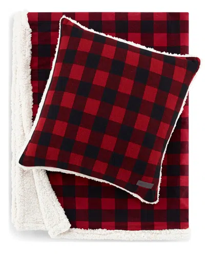 Eddie Bauer Cabin Plaid Throw & Pillow Cover Set In Red