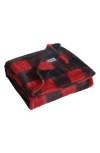 Eddie Bauer Cabin Plaid Fur Like-reversible Throw Blanket In Dark Red