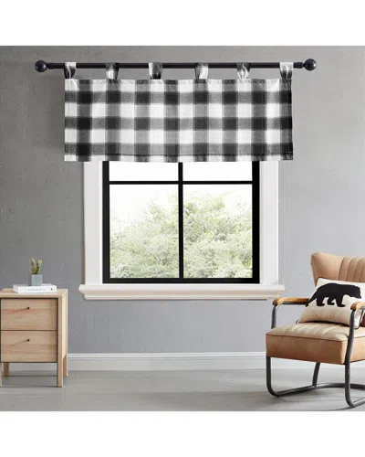 Eddie Bauer Canyon Plaid Window Valance In White/ Black