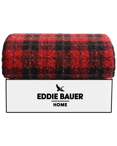 Eddie Bauer Capitol Hill Plaid Boucle Reversible Throw Blanket In Red