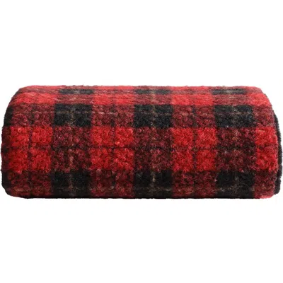 Eddie Bauer Capitol Hill Plaid Faux Fur Throw Blanket In Red