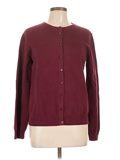 Pre-owned Eddie Bauer Cardigan Sweater In Burgundy