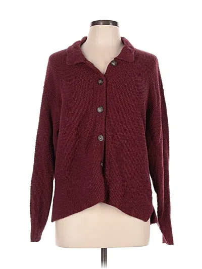 Pre-owned Eddie Bauer Cardigan Sweater In Burgundy
