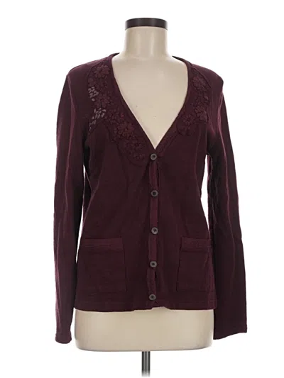 Pre-owned Eddie Bauer Cardigan Sweater In Burgundy