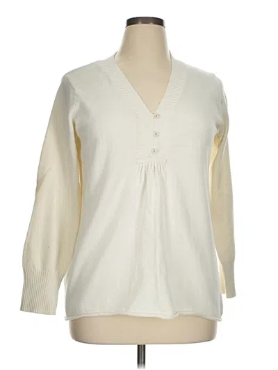 Pre-owned Eddie Bauer Cardigan Sweater In White