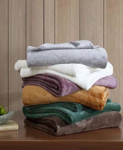 Eddie Bauer Carved Ultra Soft Plush Throw, 70" X 50" In White