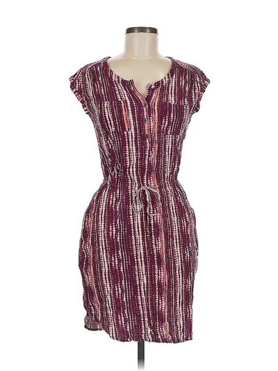 Pre-owned Eddie Bauer Casual Dress In Burgundy
