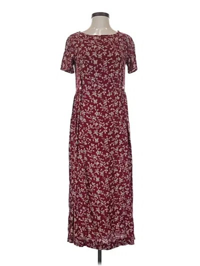 Pre-owned Eddie Bauer Casual Dress In Burgundy