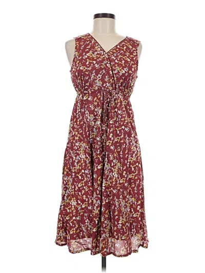 Pre-owned Eddie Bauer Casual Dress In Burgundy